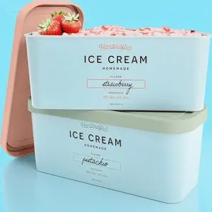 Stackable Freezer Containers for Ice Cream - Set of 2 Reusable 2-Quart Tubs - Ideal for Sorbet, Frozen Yogurt, Gelato Storage - Space-Saving Design with Lids - BPA-Free Dishwasher Safe
