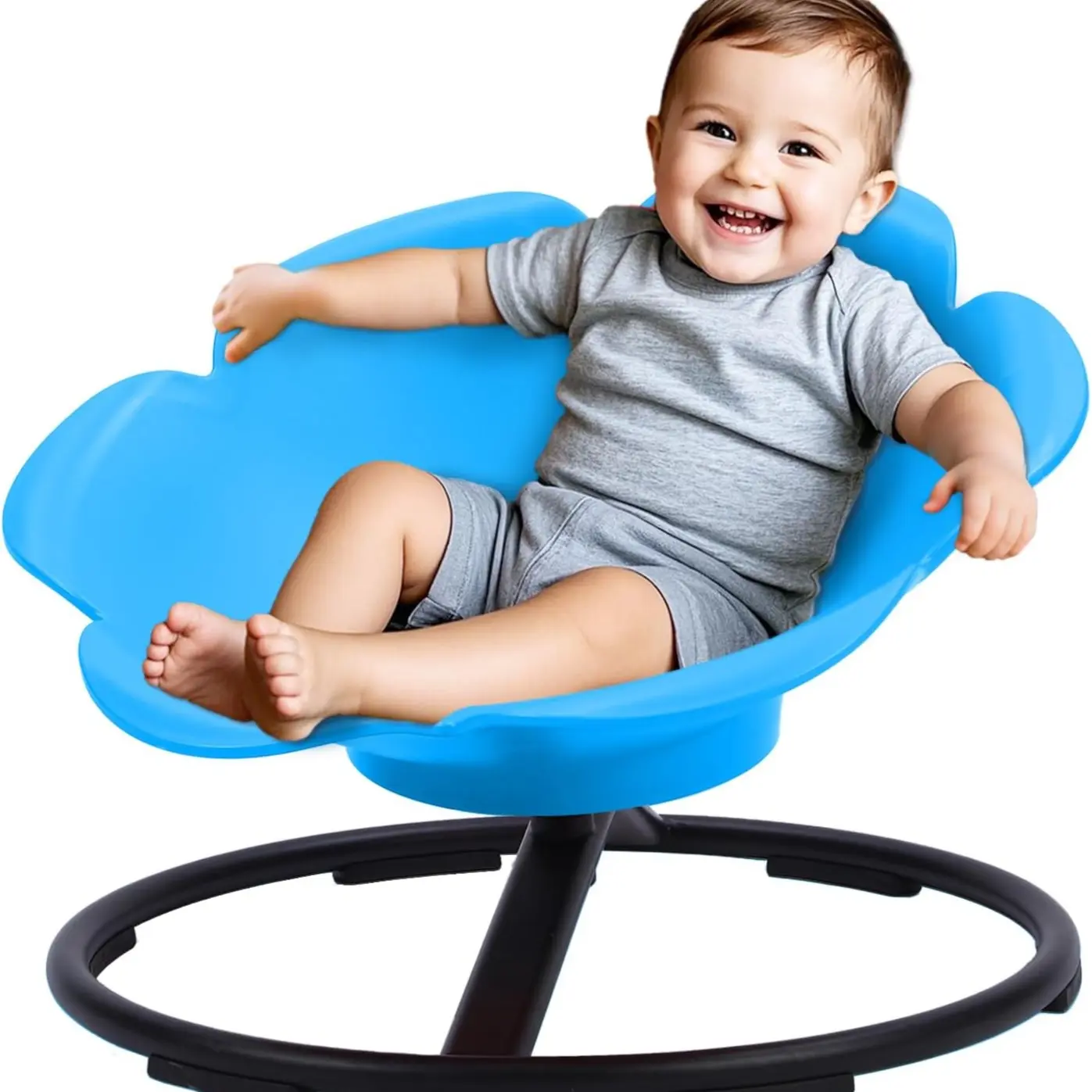 Morning glory Swivel Chair,Blue（Upgraded versio）