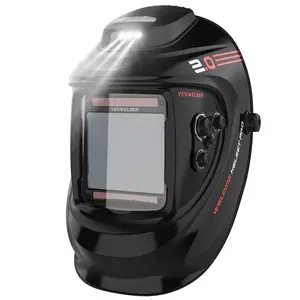 YESWELDER LYG-30800H Auto Darkened Welding Helmet with Rechargeable Fan & Light | 3.93"x3.66" True Color Large View, 4 Sensors Shade 3/5-9/9-13 Welding Hood for TIG MIG CUT Arc Grind