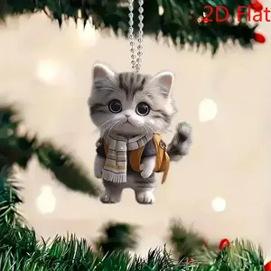 Cute Acrylic Cat Charm Car Mirror Decoration, Car Interior Decoration, Adorable Keychain Bag Accessory, Ideal Gift for Women and Girls, Perfect Holiday Choice