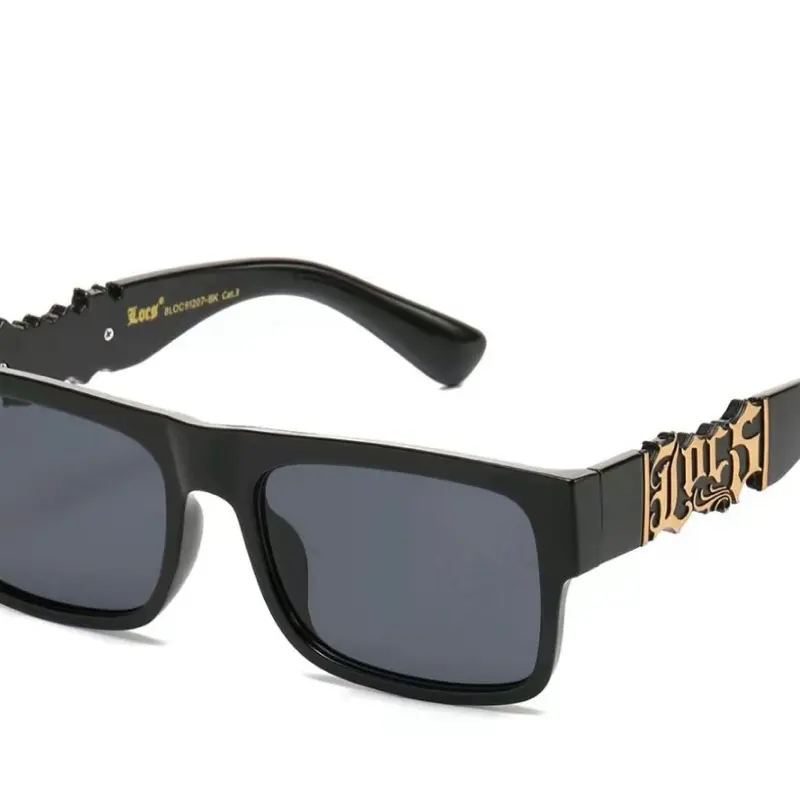 LOCS BIG LOGO Cutout Black/Gold Retro full frame Dark Lenses Gangster Hardcore Hip Hop Rapper sunglasses Vintage Style
