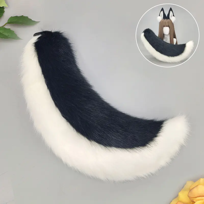 Black Wind Wolf Tail   Black and White