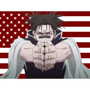 Jujutsu Kaisen American Flag Print Tapestry - Smooth, Lightweight Home Decor, Decorative Hanging for Bedroom Walls, Anime Outdoor Garage Banner
