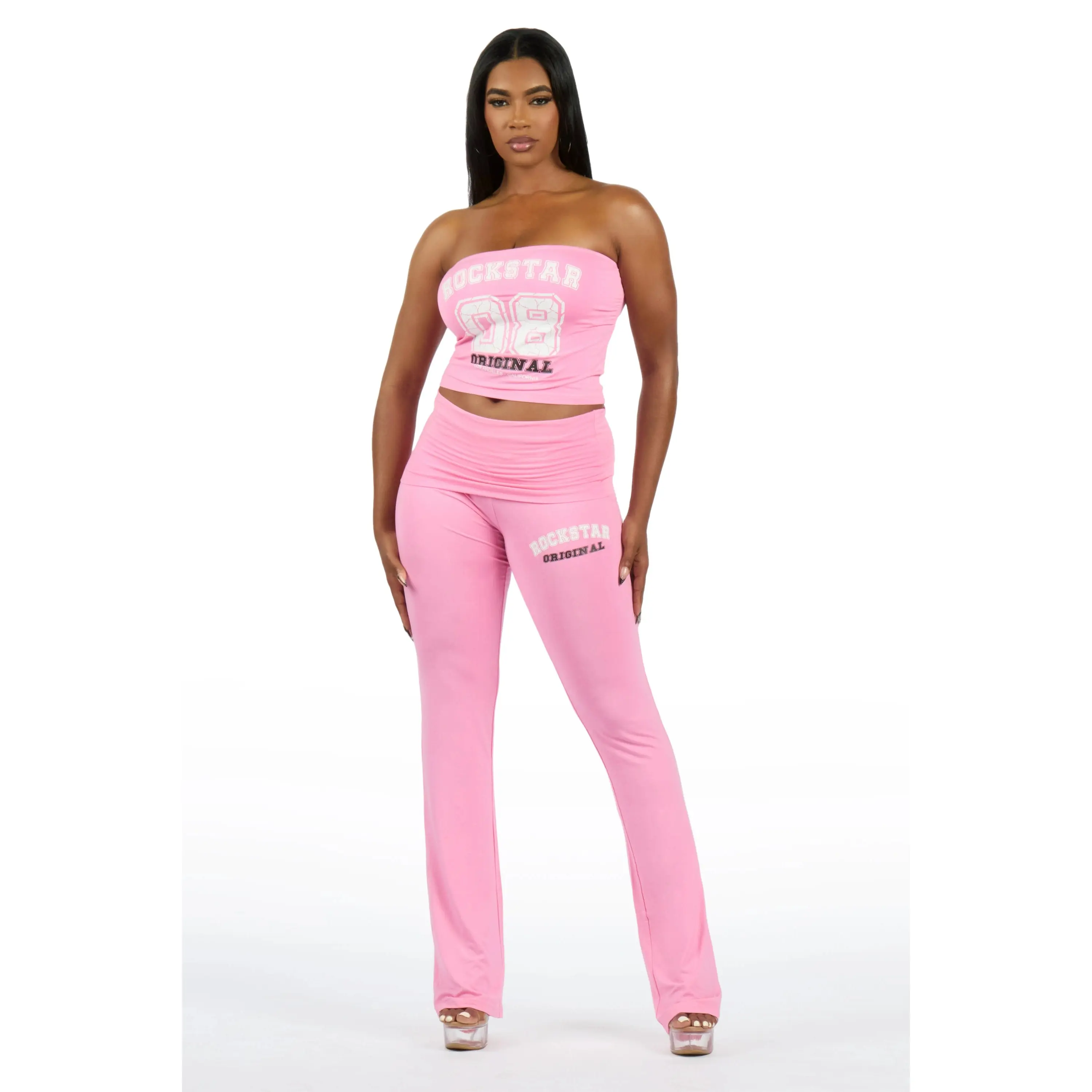Lareshe Pink Tube Foldover Pant Set