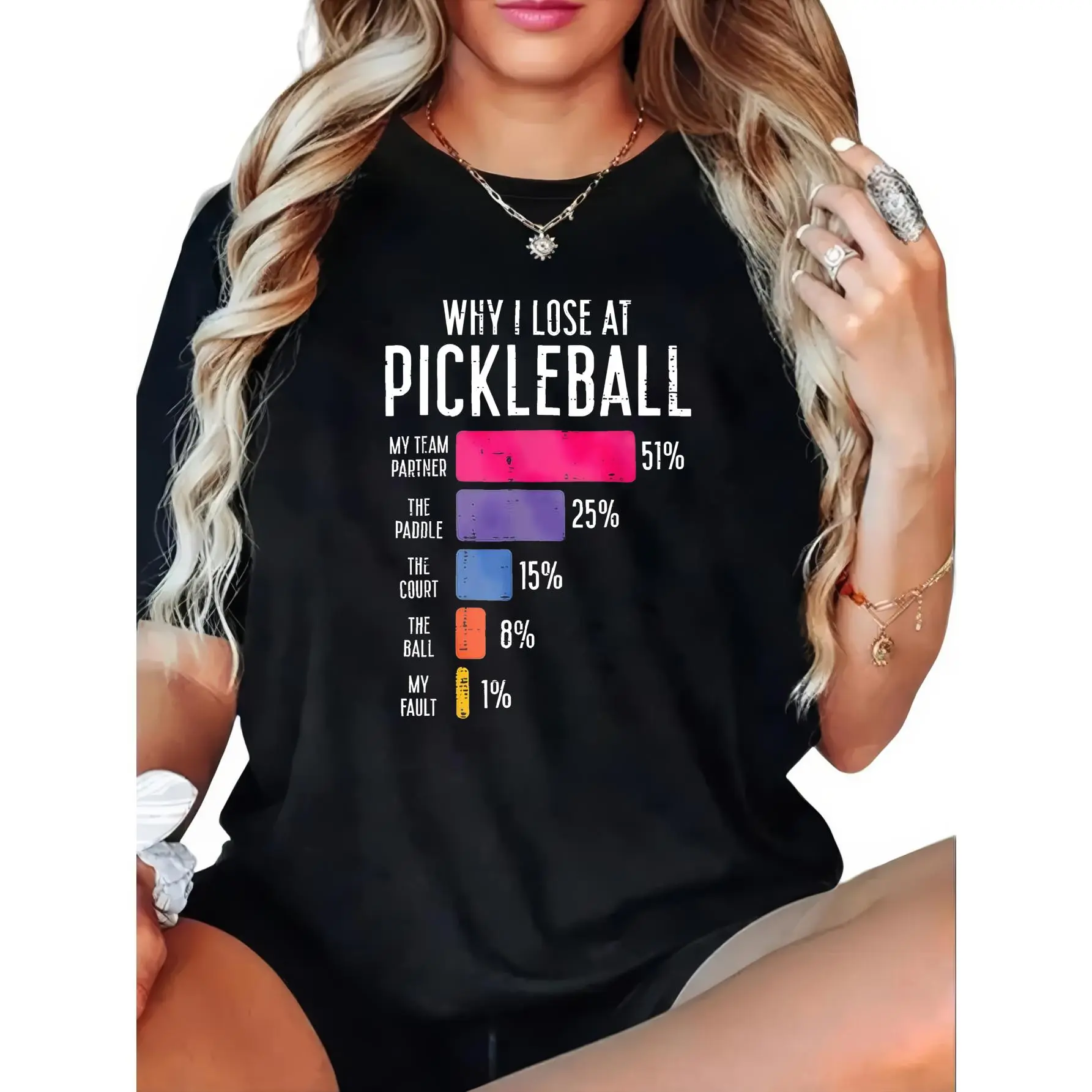100% Cotton Why I Lose At Pickleball T-Shirt Women Men Outdoor Casual Short Sleeve Comfortable And Versatile