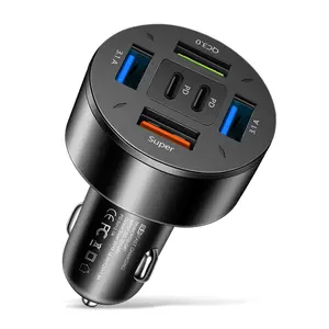27W Multi-Port USB C Car Charger, PD&QC3.0 Super Fast Charger Cigarette Lighter Plug Adapter for iPhone/Android/Samsung/iPad Pro and More