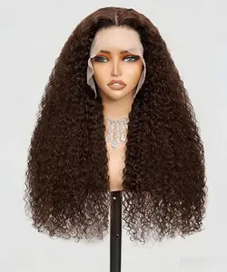 13x6 Deep Wave 200% Density HD Lace Front Wigs Human Hair Pre Plucked 4#  Curly Human Hair Wig summerwins
