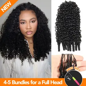 【Hot】Crochet Hair Human Hair Extensions Miracle Knots Pre-Separated 50g/Pack – Knotless Boho Braids, 4-5 Packs for Full Head, Multiple Curly & Wave Textures