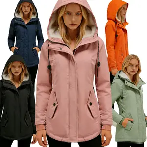 BIGWIG hooded quilted jacket, warm winter jacket, windproof and waterproof hooded mountaineering jacket, solid color long sleeve top, quilted winter jacket, drawstring snow faux fur parka, casual lightweight down jacket