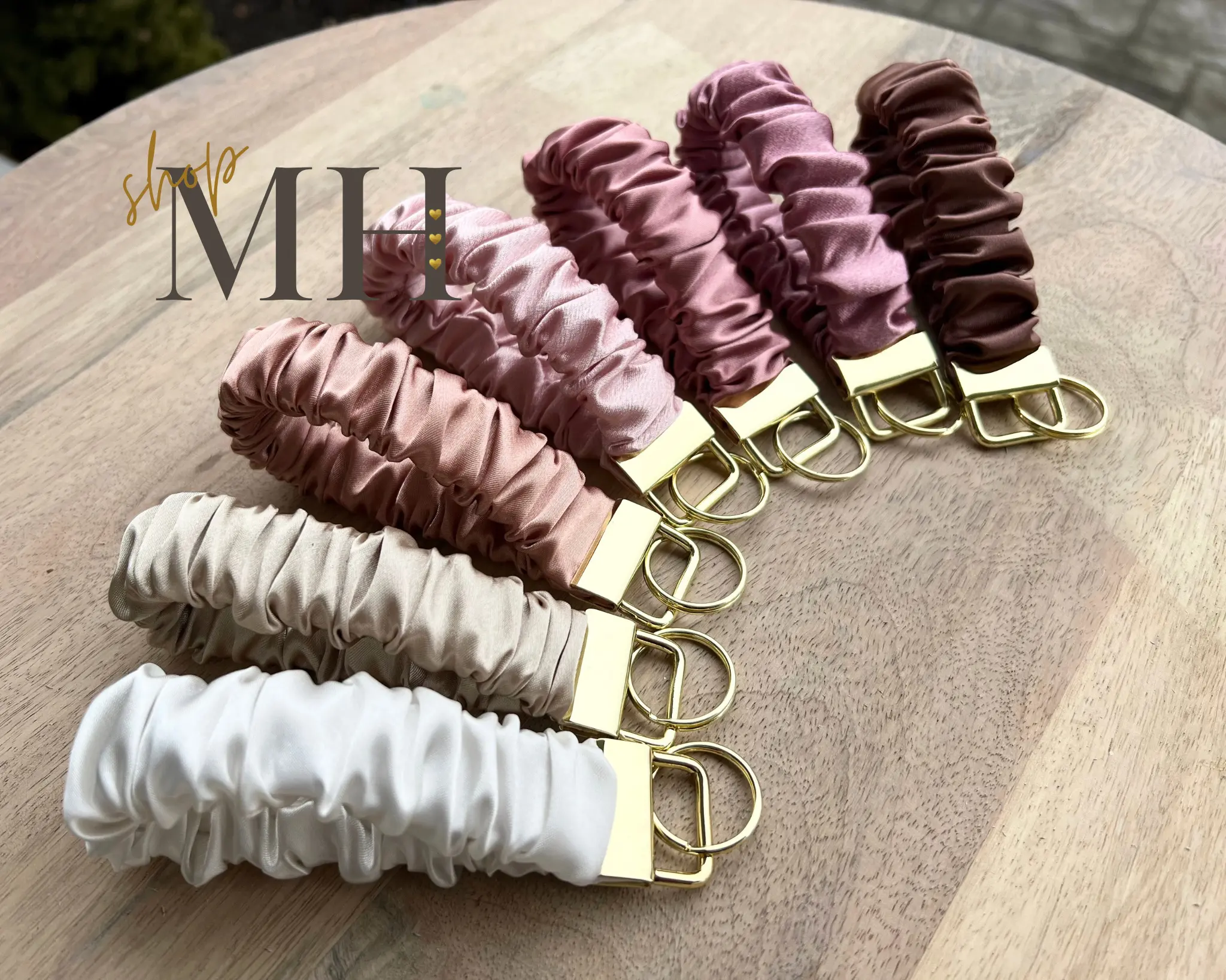 Handmade Satin Scrunchies Keychain wristlet, Key holder, Scrunchies Key Fob, Scrunchies wristlet, Bridesmaid Gift, Dusty pinks