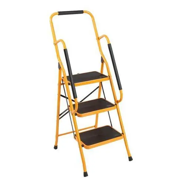 Karlhome 3-Step Folding Step Ladder with Handrail, 300lb Capacity, Large Footboard Area, Non-Slip Side Handrails, Portable Stability-Providing Height Access Solution for Home & Office, 3-Step Design
