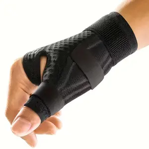 All-in-One Thumb Brace with Palm & Wrist Stabilizer Adjustable Thumb Brace Wrist Support with Strap Soft Opening Unisex Compression Wristband for Sports Fitness