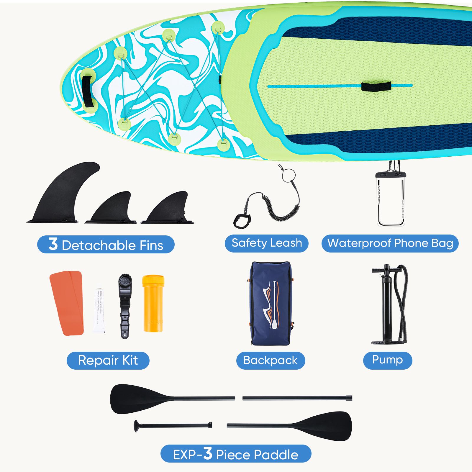 10.5ft Inflatable Stand Up Paddle Board 125.9"×32.6" | 400lbs Weight Capacity | Beginner Friendly SUP with Premium Accessories for Lakes, Rivers & Ocean 10.5ft Inflatable Stand Up Paddle Board 125.9"×32.6" | 400lbs Weight Capacity | Beginner Friendly SUP with Premium Accessories for Lakes, Rivers & Ocean