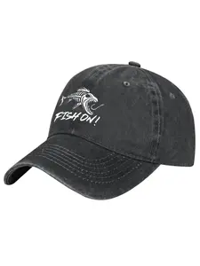 Fishing Print Men's Polyester Cotton Adjustable Baseball Cap - Sports & Outdoor Hat, Adults' Men's Accessories, Versatile Everyday Fashion Accessory, Accessories Adults