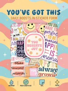 300pcs Holographic Affirmation Stickers  Boost positivity on water bottles, journals, vision boards & more! Perfect for kids & daily self-care
