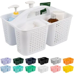 Portable shower storage basket, storage basket with handle, plastic shower basket can hold soap, shampoo, hair care products and beauty products, cleaning supplies storage basket suitable for home, dormitory, shelves and cabinets