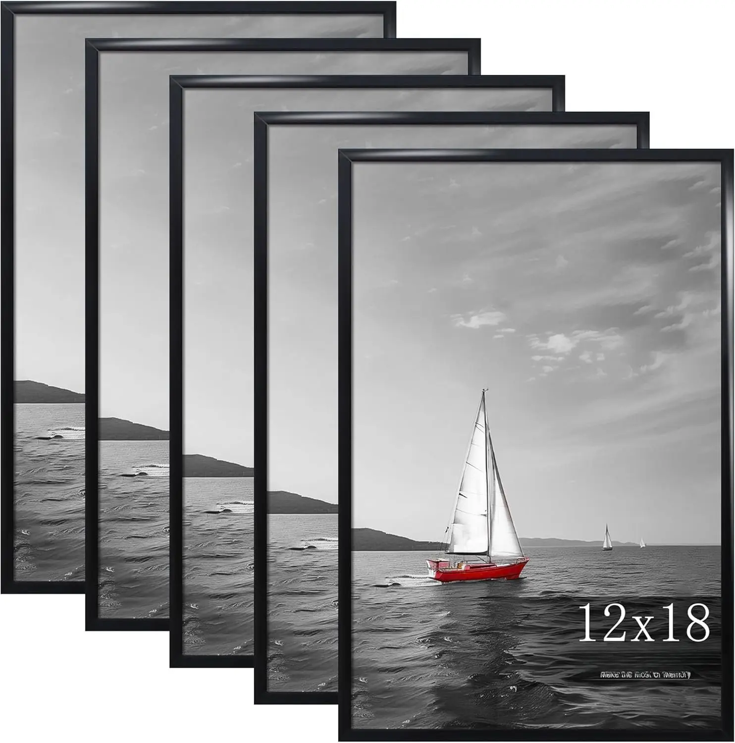 12x18 Poster Frame Set of 5, Black Picture Frames for Wall Mounting Vertically or Horizontally, Gallery Wall Frame