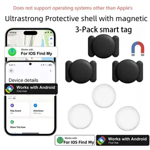 3-Piece Dual System Global Tracker for iOS/android, Magnetic Case, Magnetic GPS Tracker, No Monthly Fee, Rechargeable Battery, Ideal for Cars, Bikes, Luggage, Smart Tracker