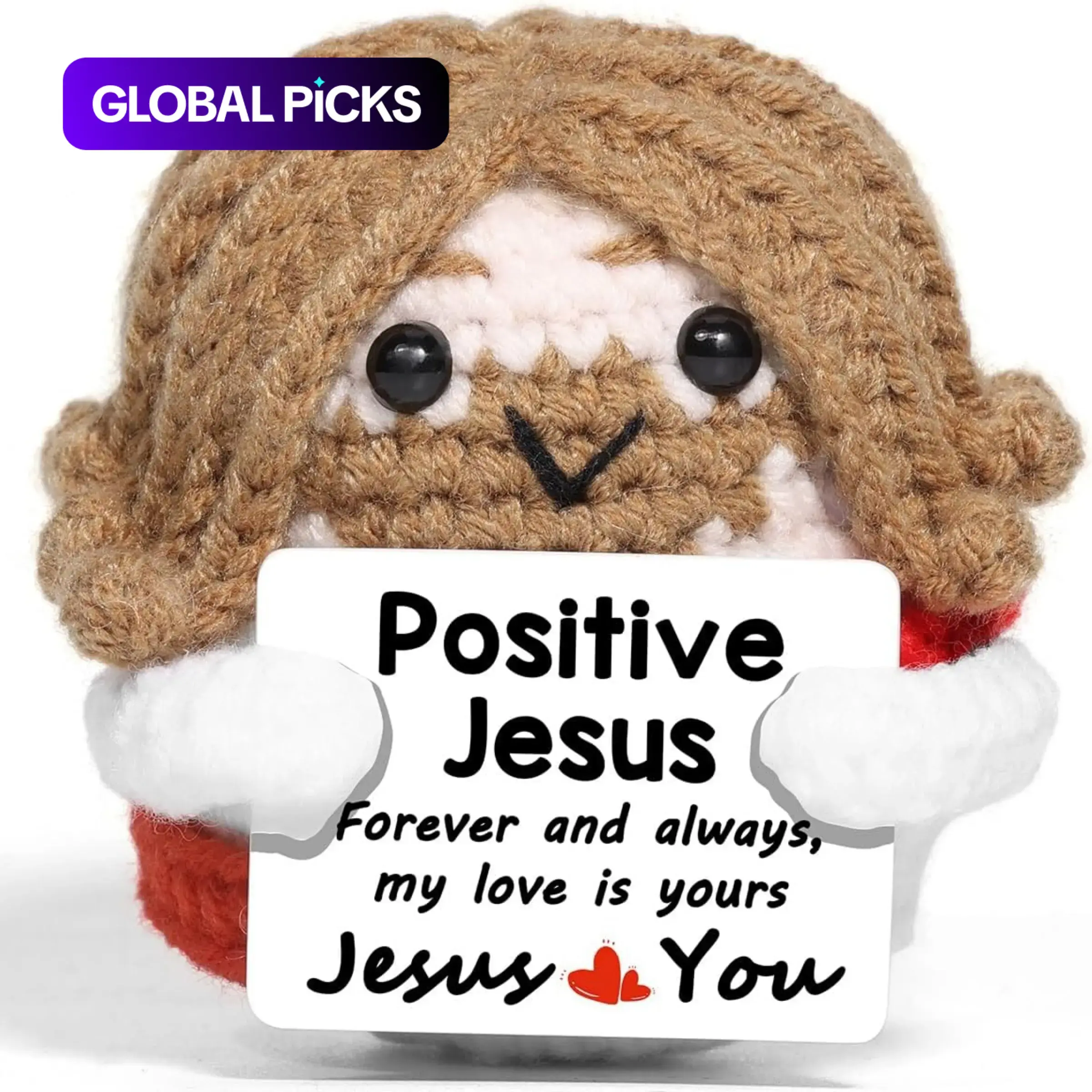 Handmade Crocheted Jesus Figure, Emotional Support Desk Decor, Christian Religious Gift, Bible-Inspired Home Decoration, Spiritual Decor, Stylish Religious Decor #GLOBAL PICKS
