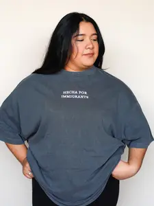 'Hecha Por Immigrants' Embroidered Grey Shirt
