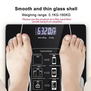 Intelligent scale, digital bathroom scale, BMI weight measuring device, Bluetooth body fat scale, body composition monitor, health analyzer, Multi function scale, maximum load capacity 400 pounds