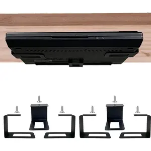 (6) Laptop Under Desk Organizer Rack, Holder With Screws, Easy to Install Storage Shelf for Keyboard, Routers, Modems, DVD Player, Network Switch, Desk Accessories