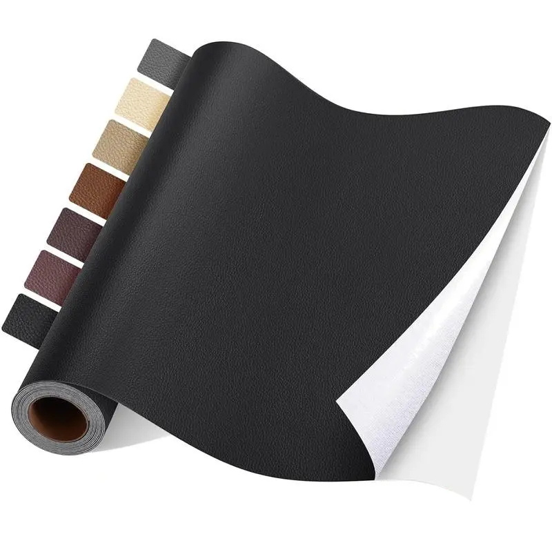 Peel-and-Stick Self-Adhesive Leather Repair Patch, Cuttable PVC Leatherette (20x54in/4x63in) with Litchi/Fine Grain, Waterproof Upholstery Fabric for Sofa, Car Seat - Instant Fix Home Decor Stickers, Peel, Stick, Instant Fix