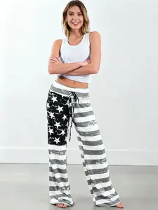 Spring/Summer/Autumn/Winter Women's New American Flag Printed Pants Loose Pants Elastic Pants Independence Day Clothing Home Pants