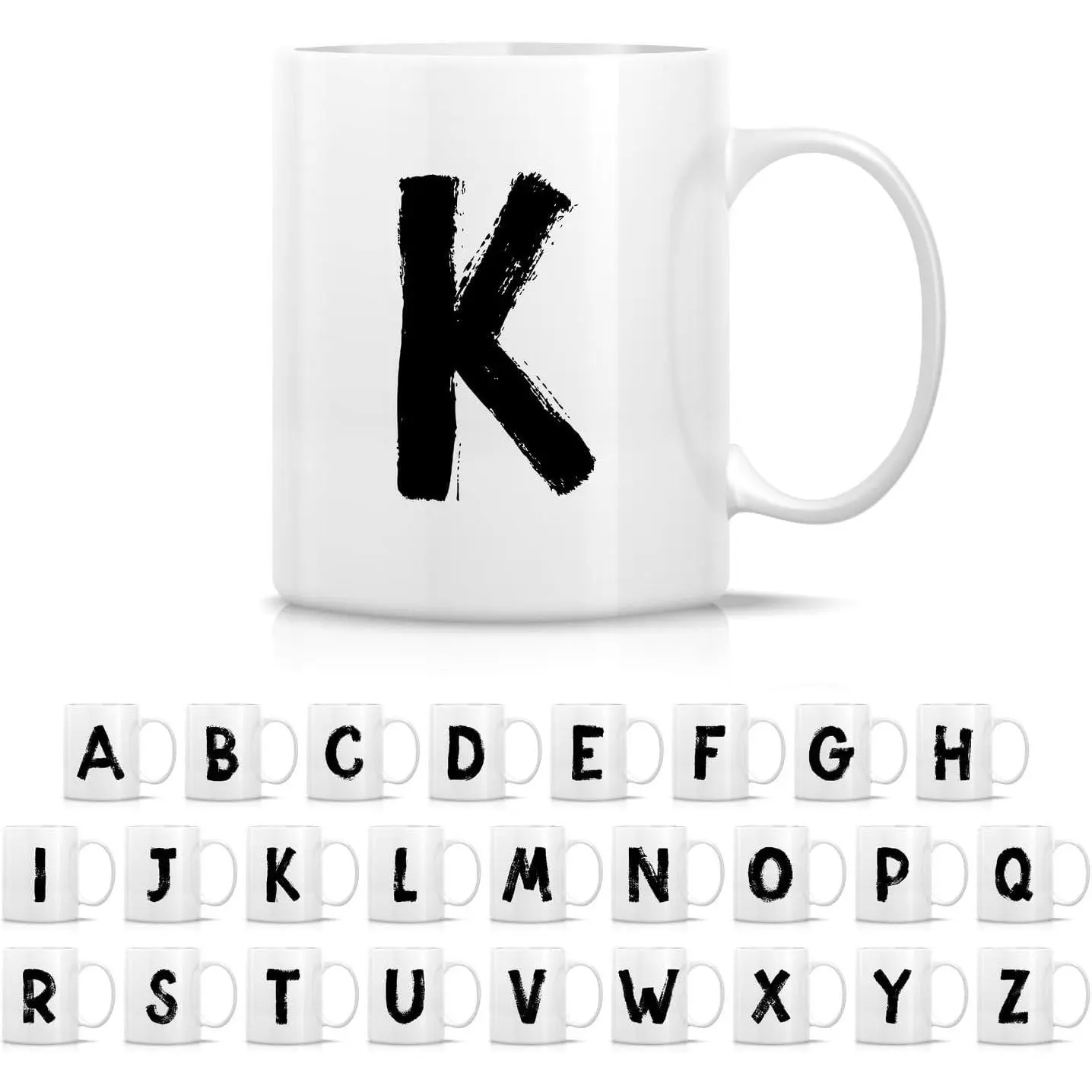 【fathersdaygiftideas】Initial A-Z Hand Drawn Grunge Alphabet Monogrammed Monogram Mug 11 Oz Ceramic Tea Coffee Mugs - Appreciation Thank You Holiday Birthday Gifts for her friend coworker sister bestie - K Initial