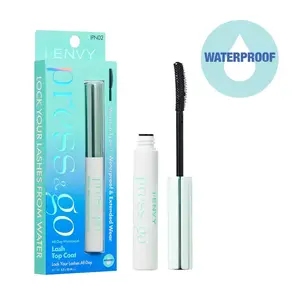 I-ENVY Press&Go Waterproof Lash Top Coat - Locks in Lash Clusters & False Eyelashes, Sweat-Resistant Black Finish