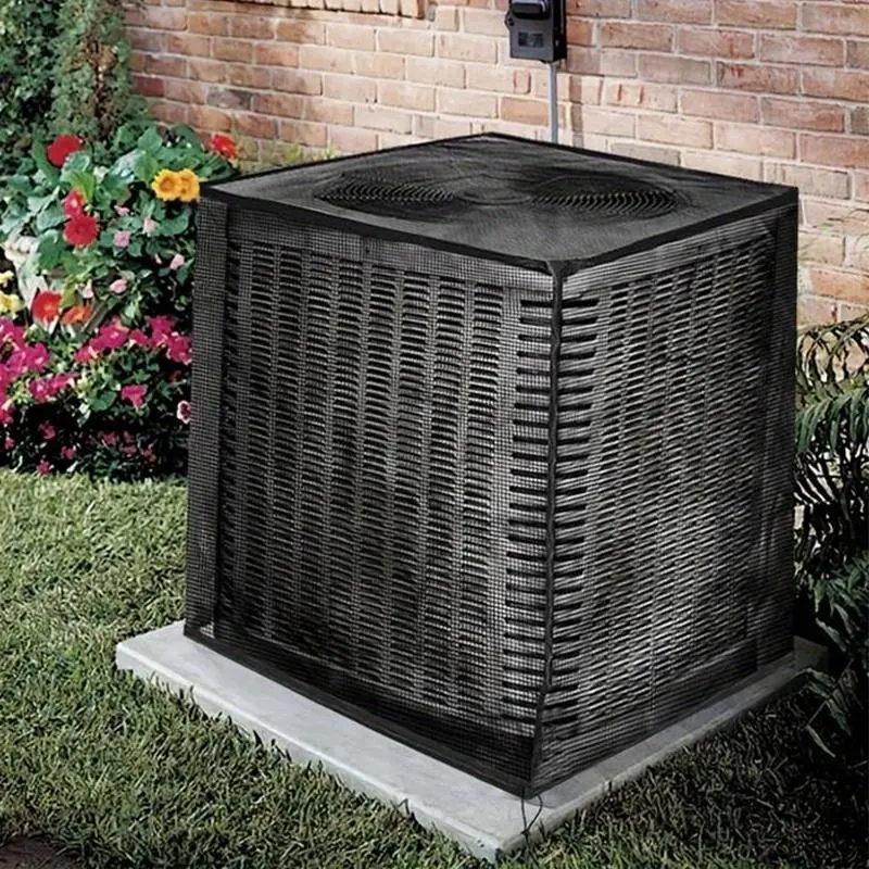All Season AC Outdoor Unit Mesh Cover (XS/S/M/L Sizes) – Breathable Plastic Protector with Adjustable Buckle Straps, Blocks Debris & Quick Install Washable