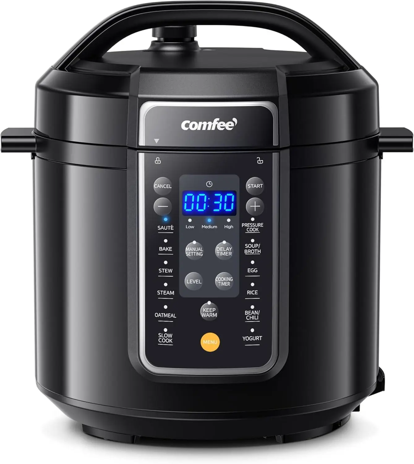 COMFEE’ 12-In-1 Electric Pressure Cooker, Instant Multi, Non-Stick Pot, Yogurt Maker, Rice Cooker, Slow, Sauté Steamer, Pressure Cooker 6 Quart Black COMFEE'