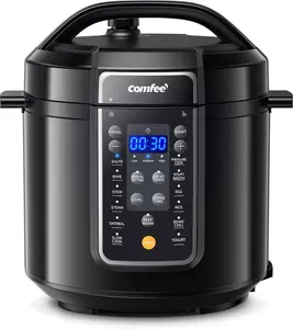 COMFEE’ 12-In-1 6-Qt Black Electric Pressure Cooker - Multi-Function Non-Stick Pot for Rice Cooking, Slow Cooking, Sautéing & Steaming, Yogurt Maker