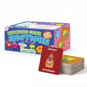 Kidrox Emotions Matching Game – Bilingual Memory Card Game in English & Spanish for Kids Ages 3+ | Learn & Mimic Emotions with Kidrox Squad | Premium Magnetic Box | 40 Tiles