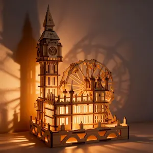 3D Wood Puzzle, DIY Building House, LED lights, Perfect Gift for Housewarming, Christmas