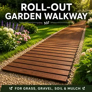 Wooden Roll-Up Pathway, Portable Garden Walkway for Backyard, Patio, Beach, Wedding and Event Use