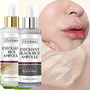 Rice exfoliating ampoule series - white rice moisturizing, black rice essence, moisturizing and nourishing, suitable for facial pore dredging to present brighter and clearer light beige, pore cleaning, daily skin care procedures, Firming Deep Hydration