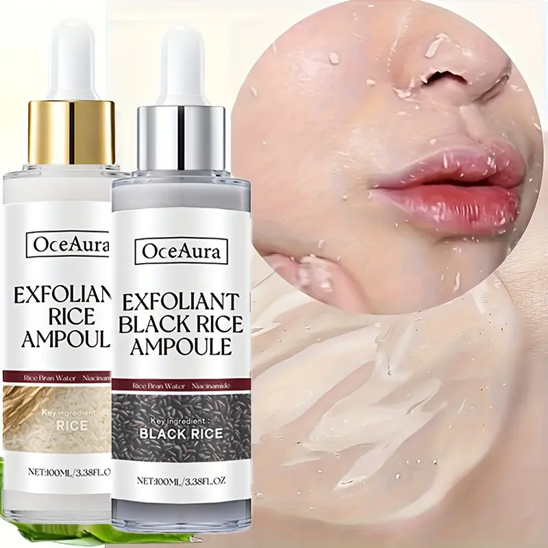 Rice exfoliating ampoule series, Clear skin duo, white rice moisturizing, black rice essence, nourishing, Brightening And Hydrating, pore cleaning, skin care, Firming Deep Hydration, Facial Serums Set