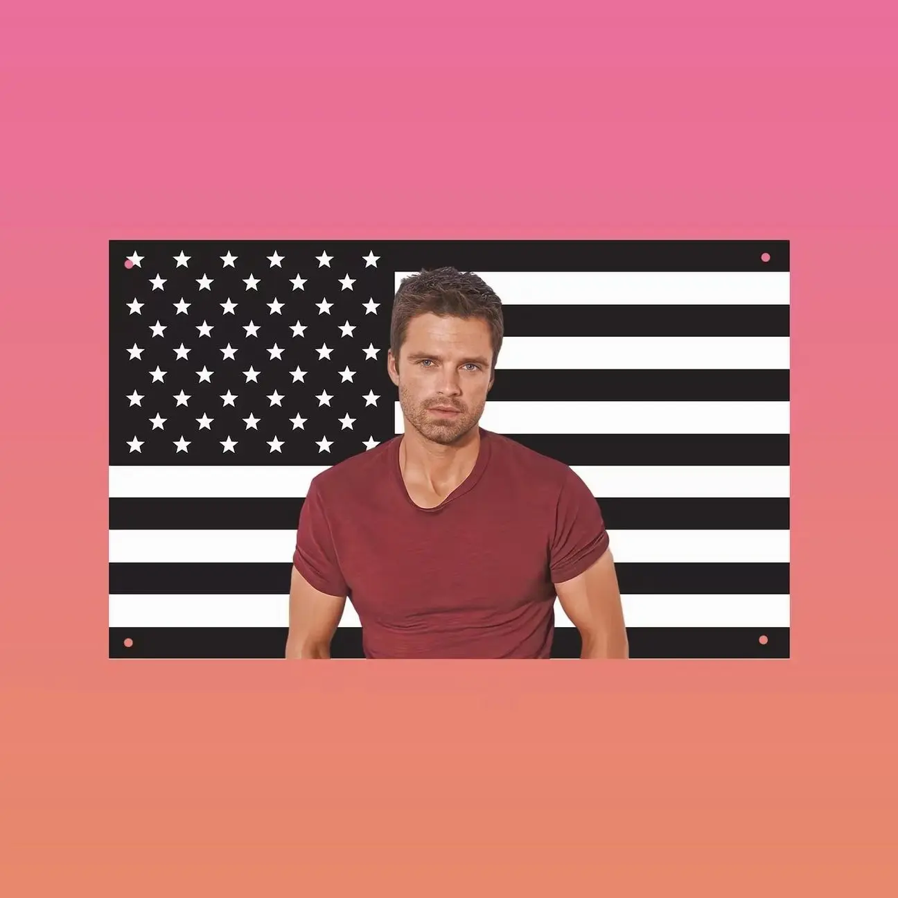 Bucky Barnes Black USA Flag - Winter Soldier Marvel Tapestry, Sebastian Stan Wall Decor, Superhero Fan Room Banner