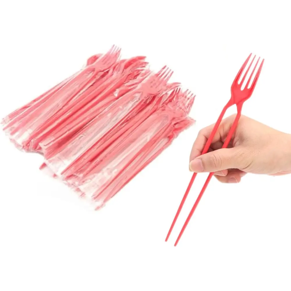 2-in-1 Dual-Use Chork Cutlery Set - Left-Hand Friendly Chopstick-Fork Utensils for Easy Dining, Asian Cuisine, Ideal Tableware for Children, Beginners
