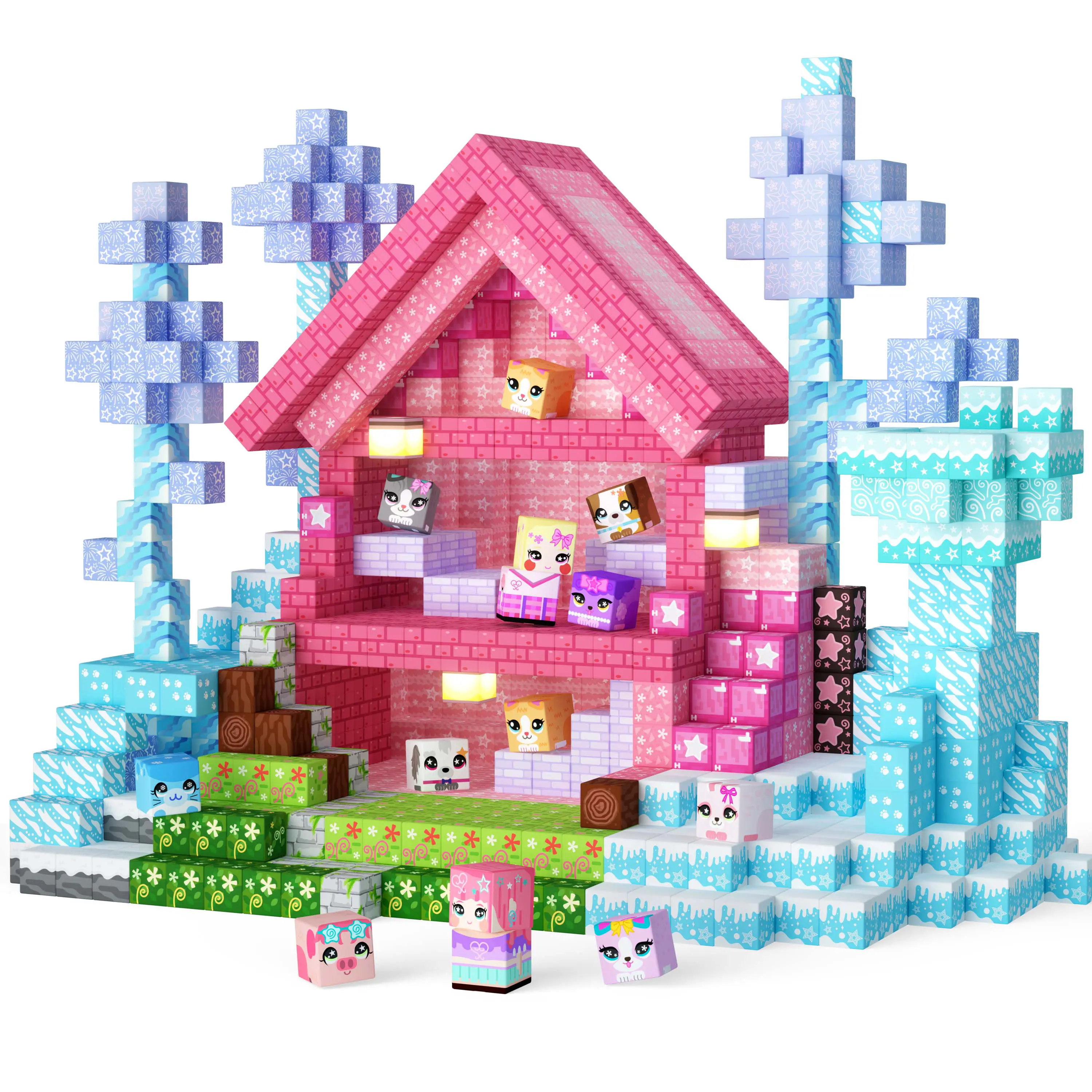 Elf Theme 200PCS Magnetic Building Blocks, Game-Based STEM Creative Toys, Upgrated 0.8 Inch Portable Travel-Friendly Toys for Kids Ages 3-12