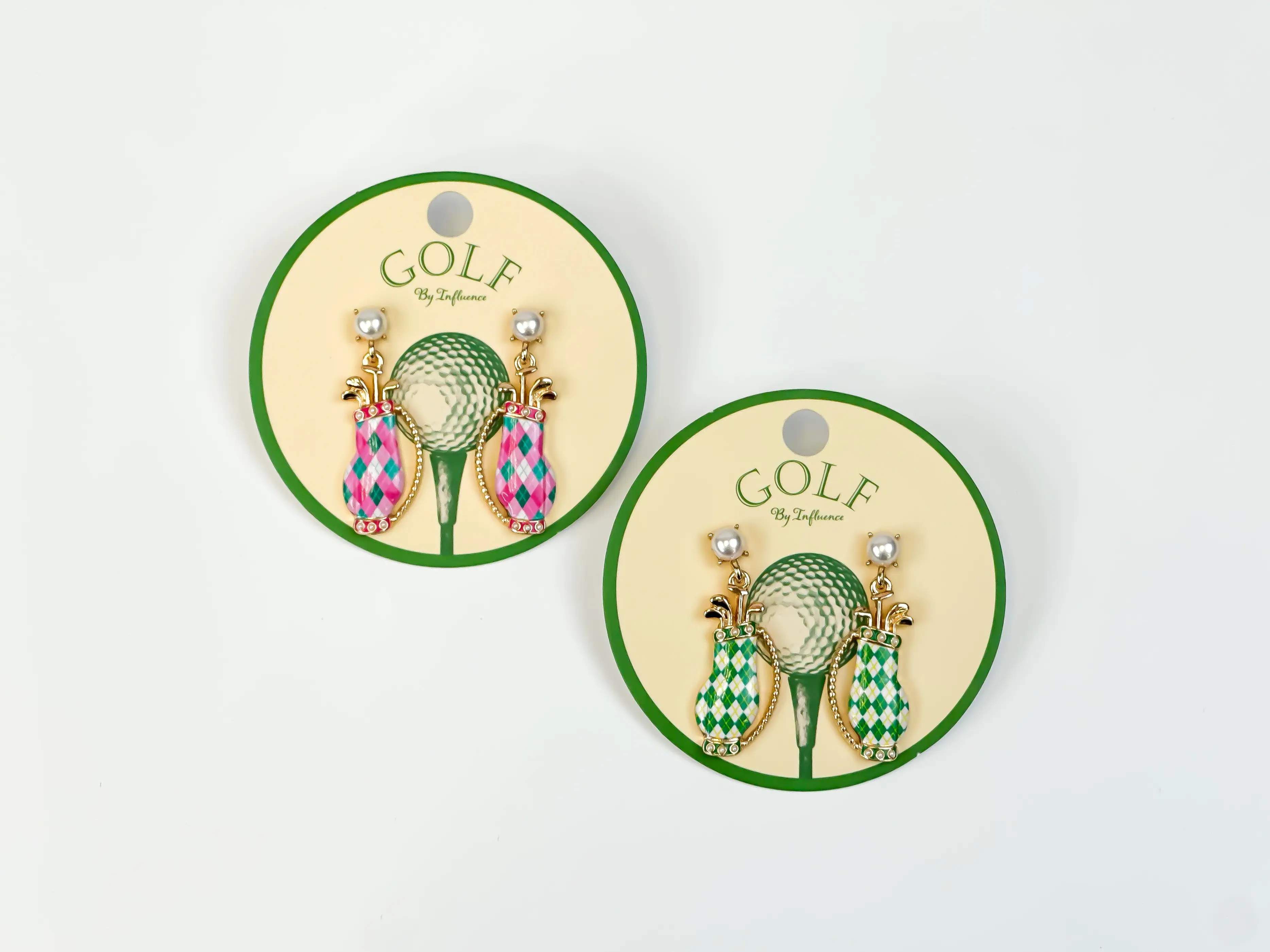 Caddy Babe Push Back Drop Earrings - Miniature Golf Bag Design, 1-Pair Unisex Costume Jewelry, Playful Creative Gift for Golf Lovers, Sporty Casual Style, Choking Hazard Small Parts