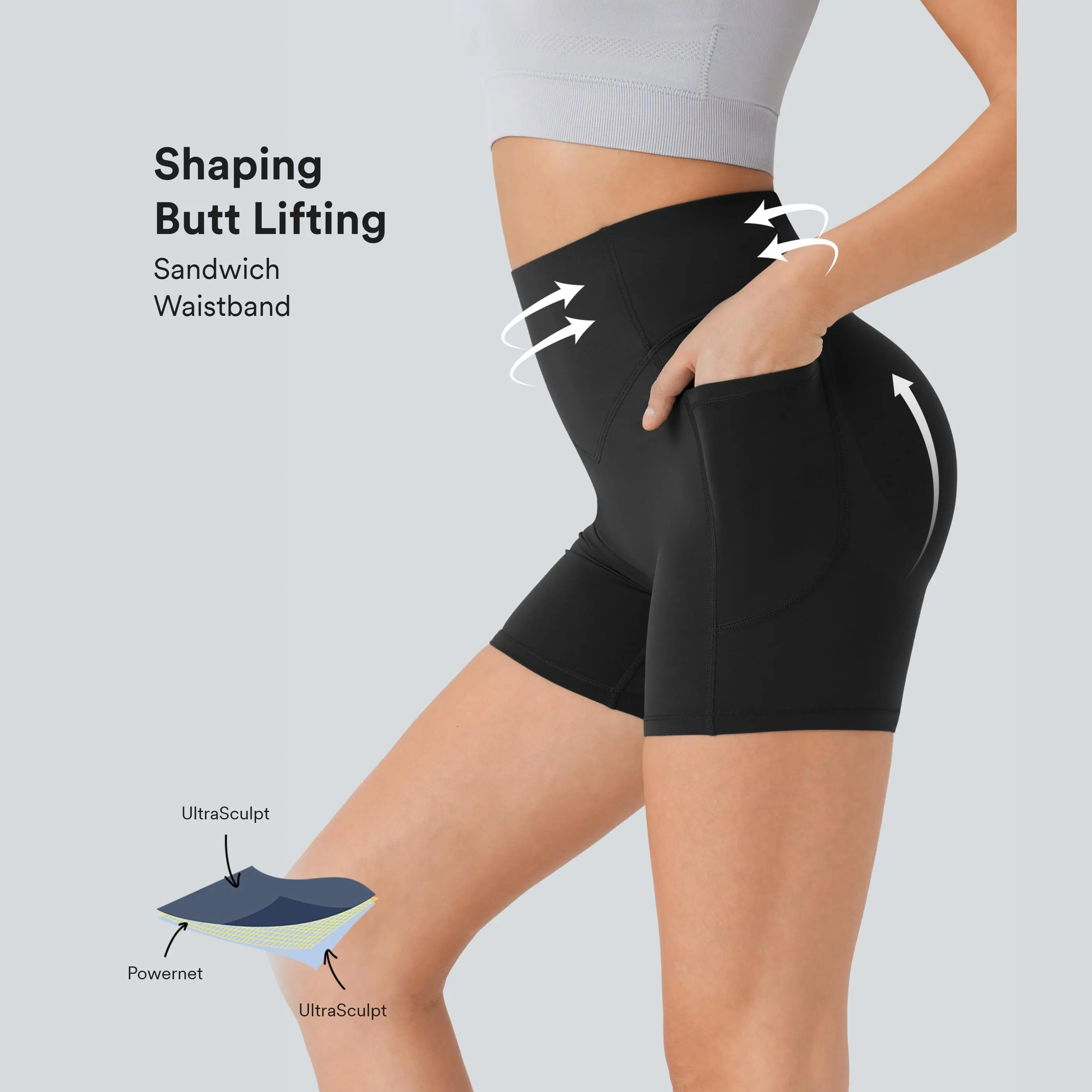 Halara UltraSculpt High Waisted Scrunch Butt Lifting Tummy Control Pocket Shaping Workout Biker Shorts 3'' #summervibes