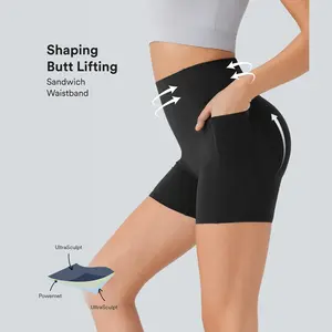 Halara UltraSculpt High Waisted Scrunch Butt Lifting Tummy Control Pocket Shaping Workout Biker Shorts 3'' #summervibes