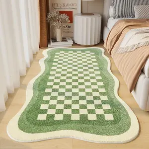 Irregular Plaid Pattern Carpet, Checkered Area Rug, 1 Count Non-slip Soft Floor Mat, Washable Decorative for Home Living Room Bedroom Hotel Dormitory