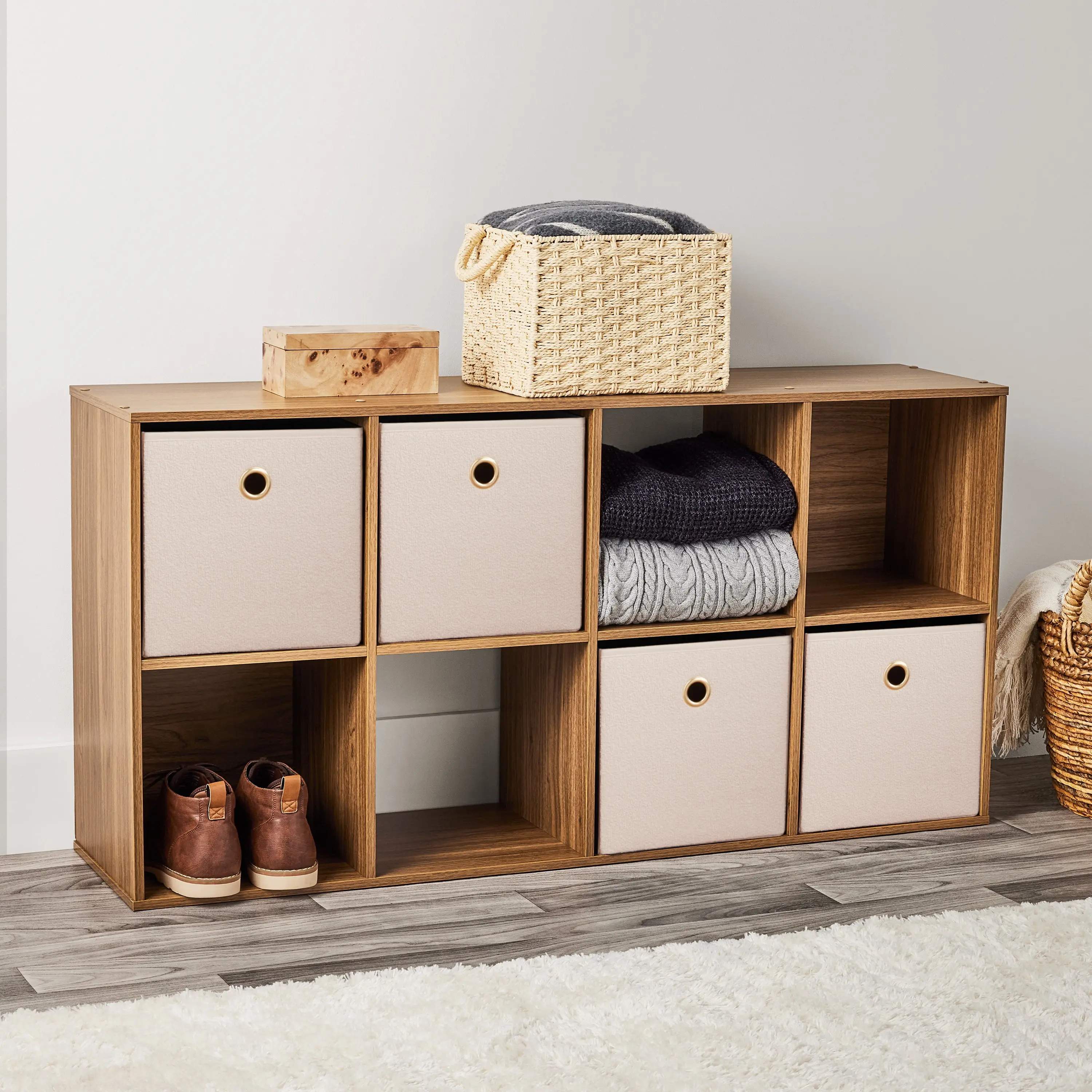 Mainstays 8 Cube Storage Organizer, Warm Walnut Mainstays 8 Cube Storage Organizer, Warm Walnut