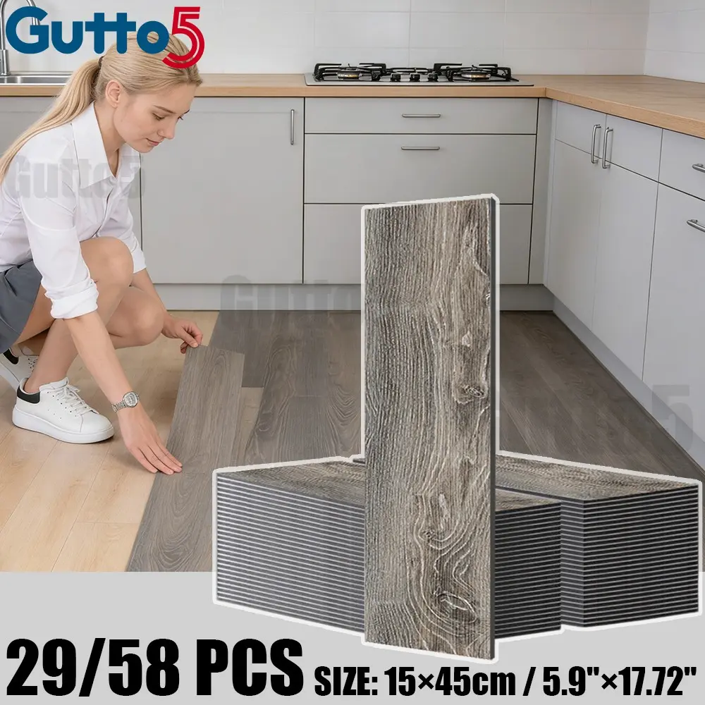 29/58pcs box set self-adhesive floor renovation sticker, 3D wood grain texture, Self Adhesive Textured, available in multiple colors, thick anti slip material, suitable for DIY, peel and paste, suitable for office and floor renovation - Gutto5