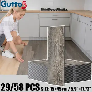 29/58pcs box set self-adhesive floor renovation sticker, 3D wood grain texture, Wood grain pattern, available in multiple colors, thick anti slip material, suitable for DIY, peel and paste, suitable for office and floor renovation - Gutto5