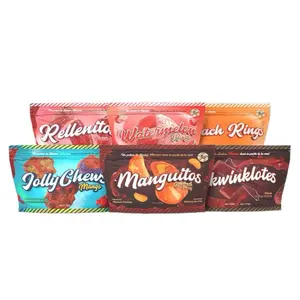 Compa Munchies Sampler Pack - Bestsellers (Eskwinklotes in chamoy, Manguitos in Chamoy, Strawberry flavored rellenitos in chamoy, Peach flavored rings, Watermelon flavored, Jolly chews in mango)