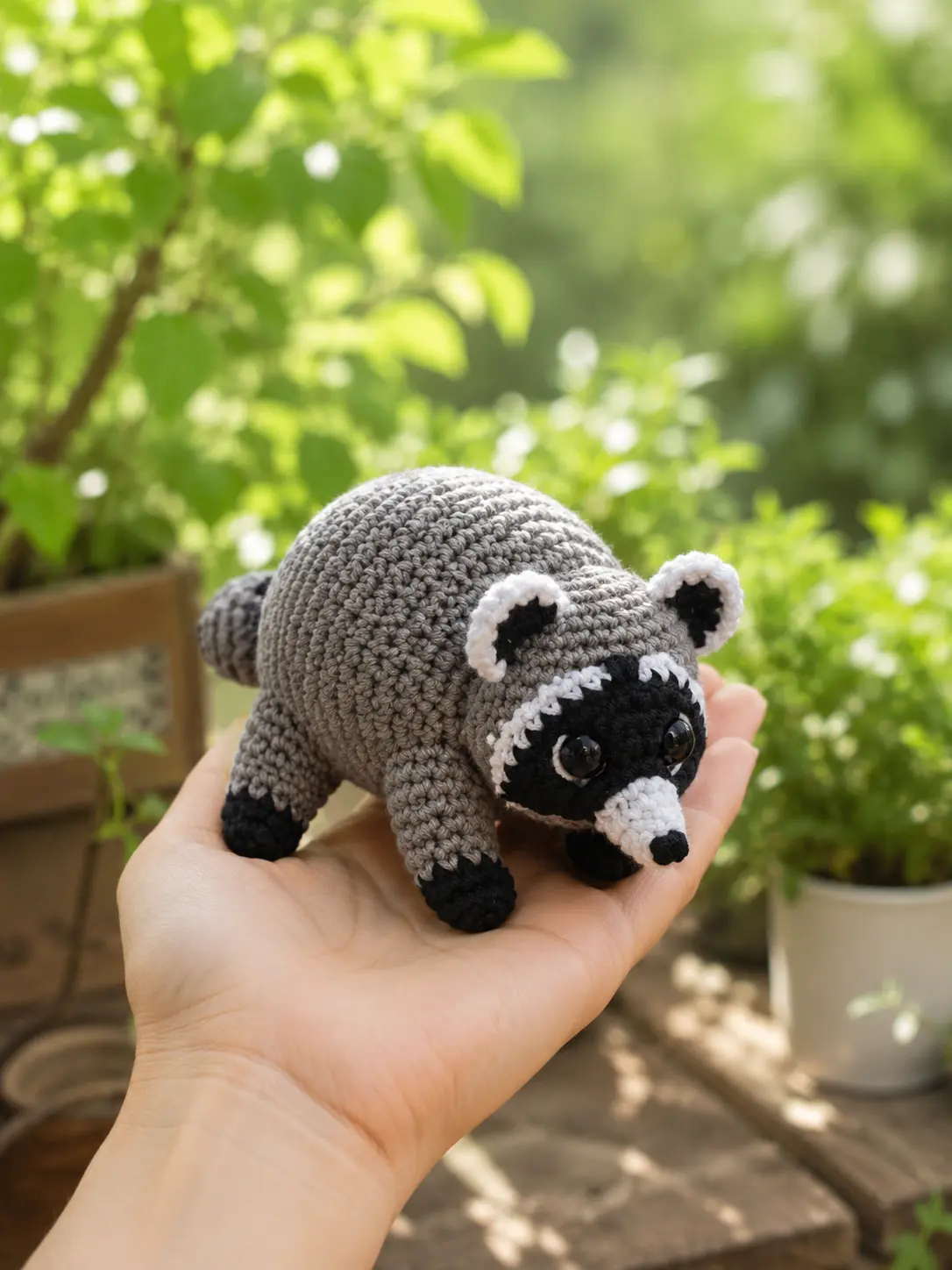 Jimothy Raccoon Crochet Plush, Crochet Raccoon Bag Charm, Cute Trash Panda Amigurumi Keychain, Handmade Animal Gift